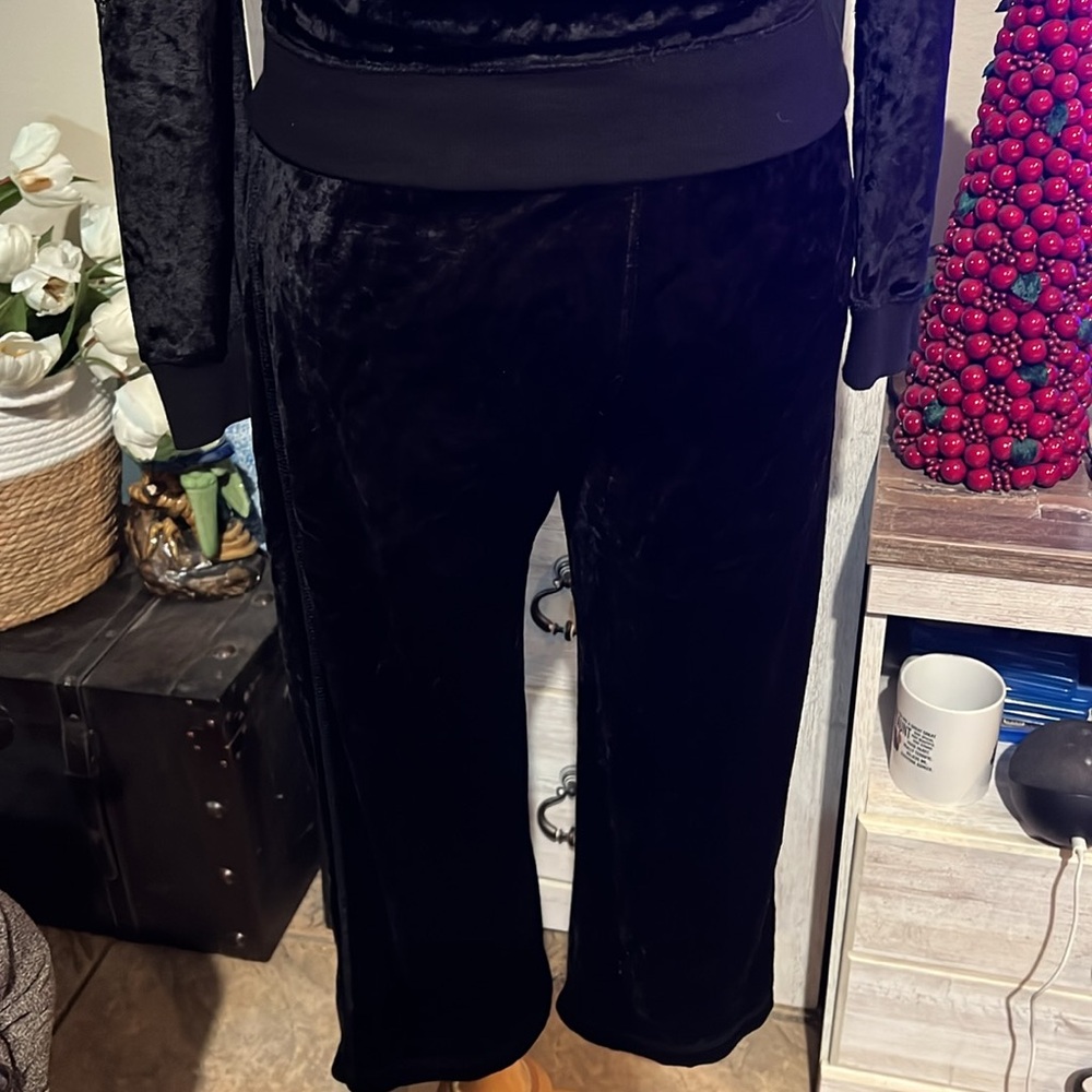 BCBGMaxAzria  Y2K 90s black rhinestone silver embellished Velour Track Suit M - Picture 10 of 16
